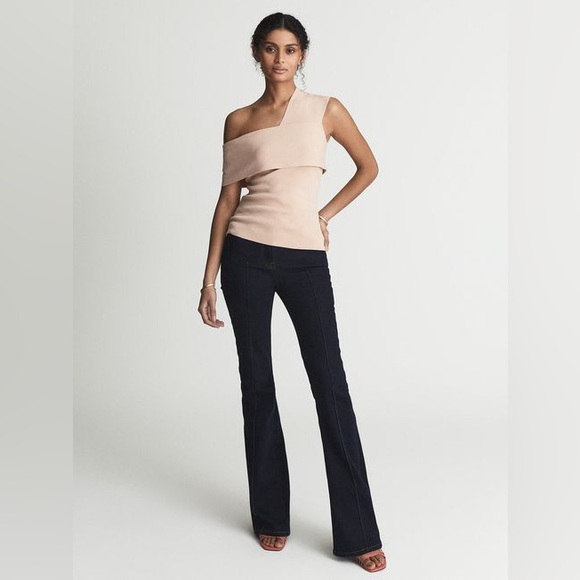 Reiss Tops - Reiss Blush One-Shoulder Drape Top